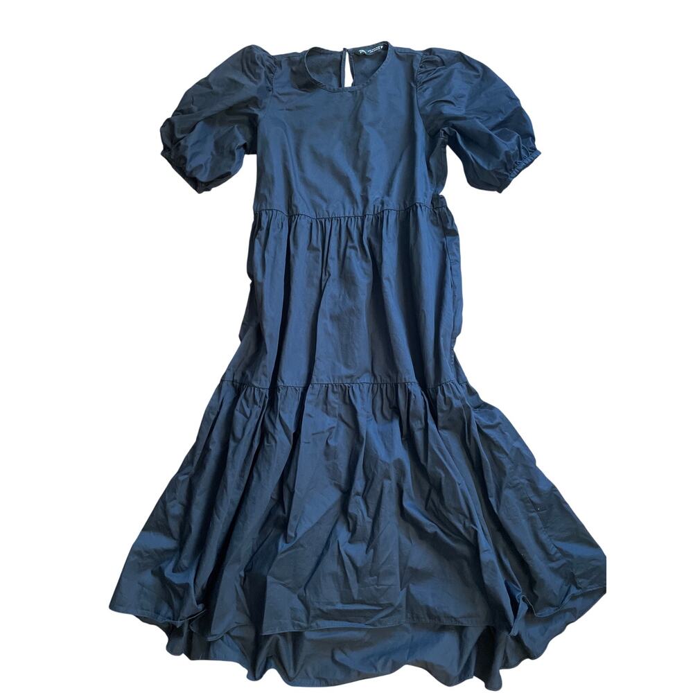 Zara 100% cotton long black dress with pockets